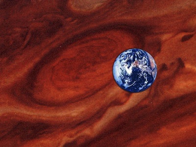 Большое красное пятно Юпитера и Земля